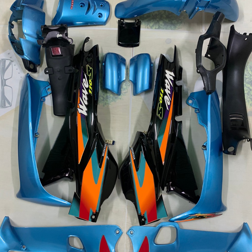 Bộ Dàn áo xe wave thái -zx -  wave nhỏ lắp đời 1997 đến 2006 màu Xanh Ngọc Đen -nhựa ABS LOẠI ĐẸP