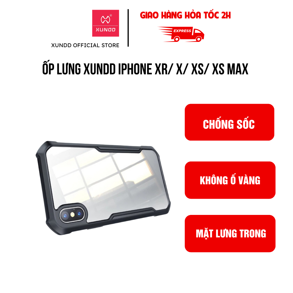 Ốp lưng XUNDD iPhone XR/ X/ XS/ XS Max - Viền TPU, Chống sốc, Mặt lưng trong