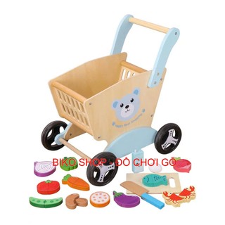 Đồ chơi xe đẩy siêu thị mẫu gấu bằng gỗ cho bé 𝐁𝐈𝐊𝐎 𝐒𝐇𝐎𝐏