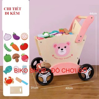 Đồ chơi xe đẩy siêu thị mẫu gấu bằng gỗ cho bé 𝐁𝐈𝐊𝐎 𝐒𝐇𝐎𝐏