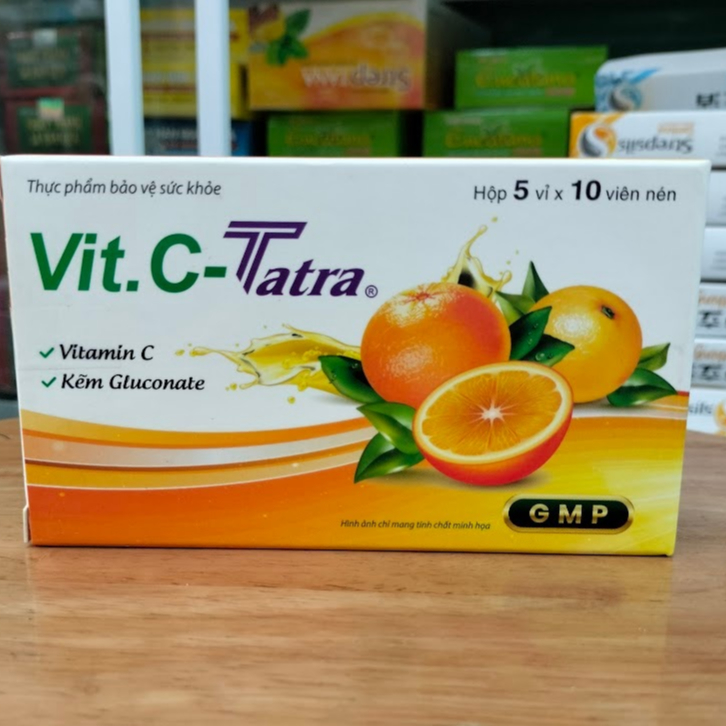  Vit.c Tatra - Bổ Sung Vitamin C 500mg và Kẽm Gluconate - Hộp 50 viên 
