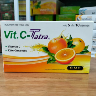  Vit.c Tatra - Bổ Sung Vitamin C 500mg và Kẽm Gluconate - Hộp 50 viên 