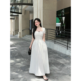 ĐẦM MAXI XOÈ PHỐI REN TIỂU THƯ ĐẦM HAI LỚP