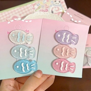  Set  3  Kẹp Tóc Mái Hình Cá dạ quang Trong Nhiều Màu Dễ Thương 