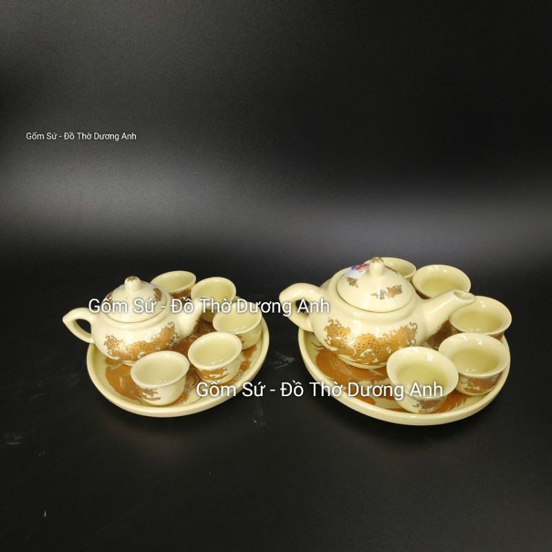 Bộ ấm chén thờ cúng màu VÀNG NGÀ