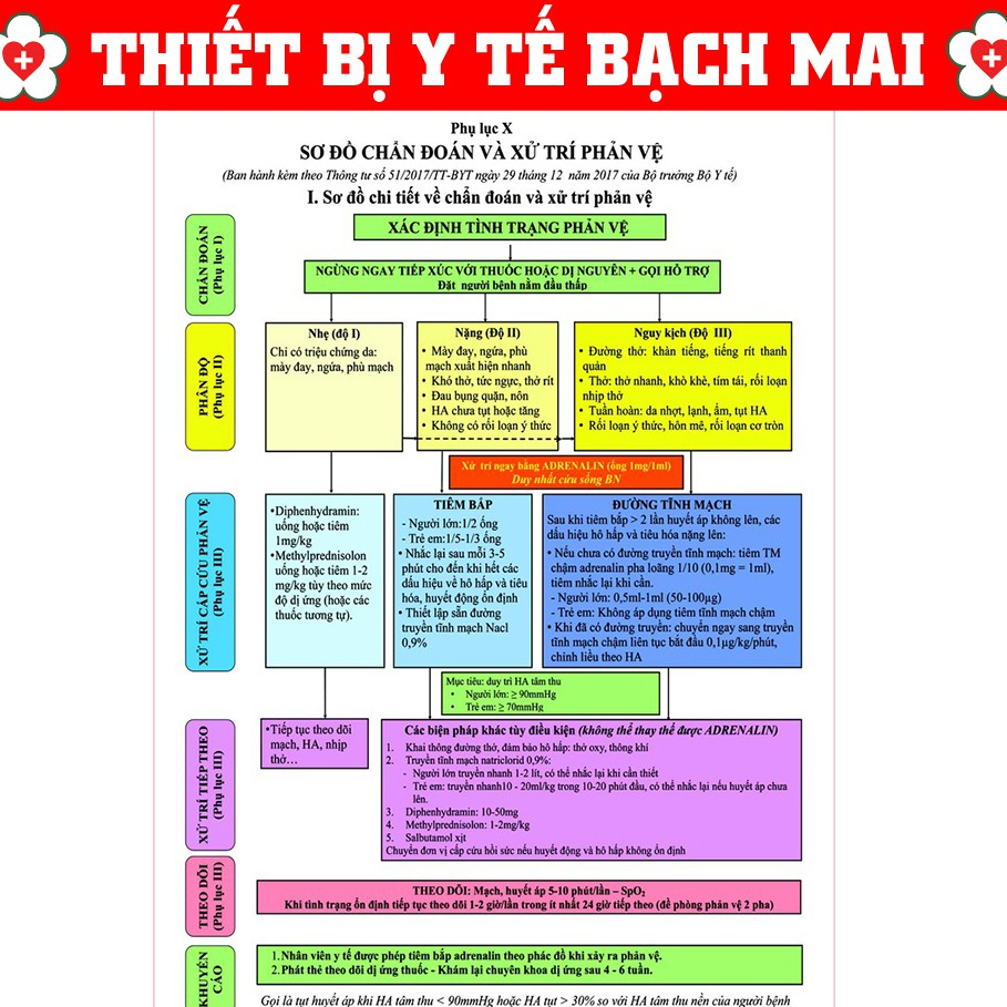 Phác Đồ Sơ Cứu Cấp Cứu - Chống Sốc Phản Vệ [Kích Thước 42x46Cm]