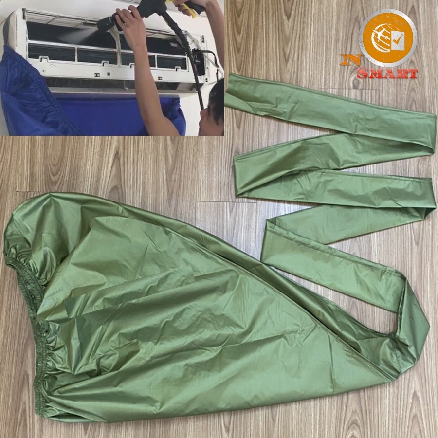 Áo vệ sinh Máy Lạnh, điều hòa vải dù cao cấp dài 3 mét miệng rộng 1.7m - Áo bạt trùm rửa vệ sinh máy lạnh