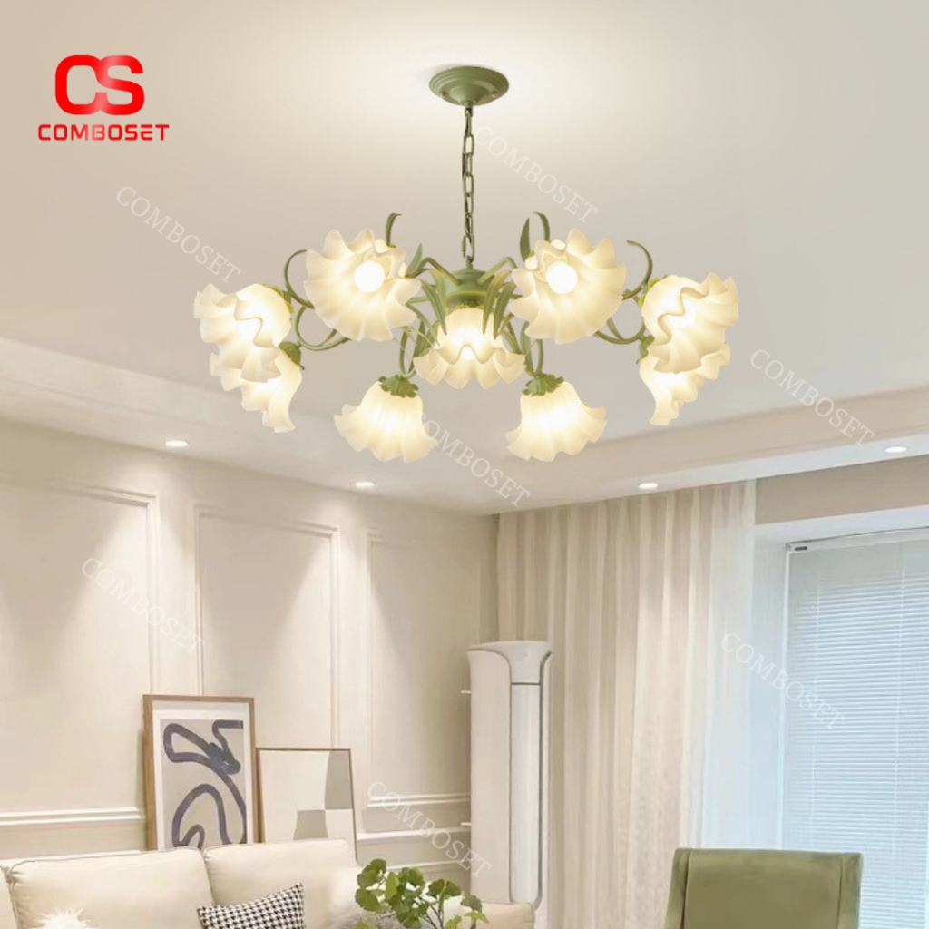 [HỎA TỐC] Đèn Chùm Hoa Huệ Kiểu Pháp, Đèn Thả Trần Cổ Điển Decor Không Gian Sang Trọng 5649