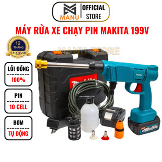 Máy rửa xe dùng pin máy rửa xe mini cầm tay MAKITA 199V pin 10 cell lõi đồng áp lực lớn bơm tự động bảo hành 12 tháng