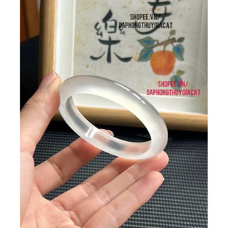 Vòng bản hẹ Mã Não Bạch Nguyệt Quang 10A siêu đẹp mịn size 50-60mm vip kiểm định