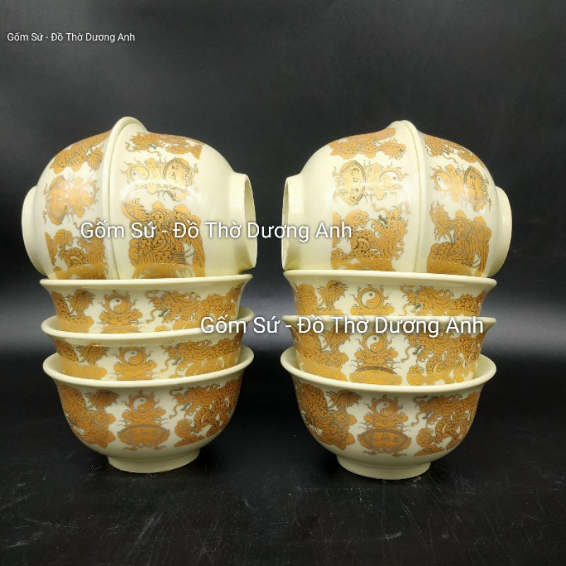 Bát cơm thờ PHÚC LỘC THỌ màu Vàng Ngà