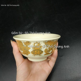 Bát cơm thờ PHÚC LỘC THỌ màu Vàng Ngà