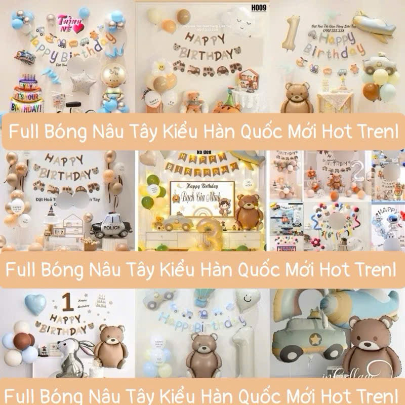 Set Bóng Trang Trí Sinh Nhật Kiểu Hàn Quốc