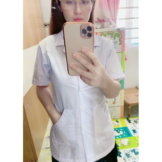 Áo blouse y tá, điều dưỡng , dược sĩ - vải silk đẹp dài ngang mông cao cấp
