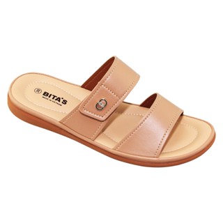 DÉP LÊ 2 QUAI NGANG NỮ BITA'S XÉ DÁN THỜI TRANG DYN.164 (ĐEN + KEM + NÂU) - BITAS