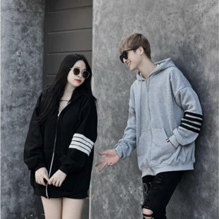 Áo Hoodie Thom 4 Vạch Đen Mũ Trùm 2 Lớp Chất Nỉ Bông