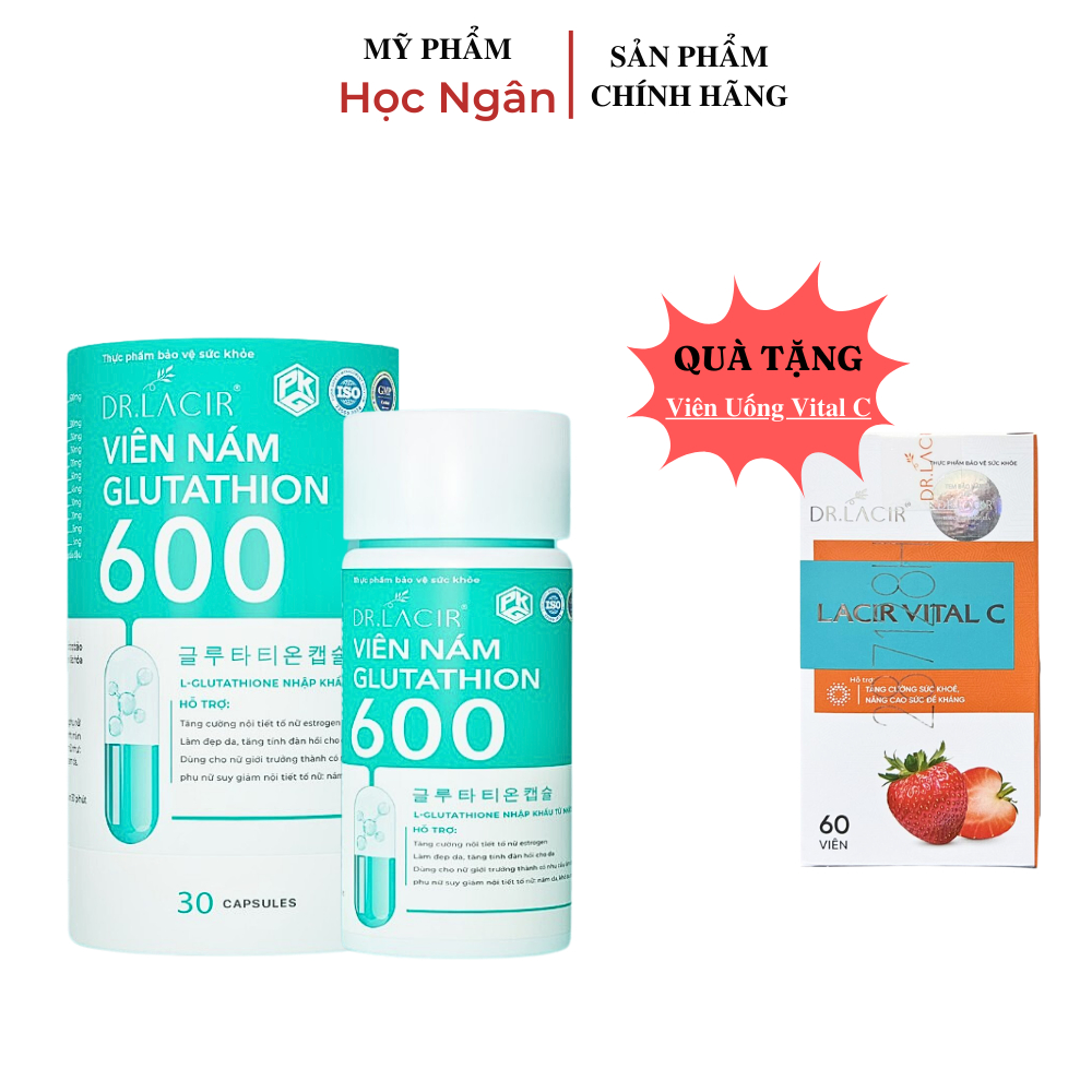 Viên Uống Trắng Da Glutathione 600 Chính Hãng Dr.lacir, Mờ Nám Giảm Tàn Nhang Myphamhocngan1