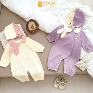 Body Len Tăm Tai Thỏ Dễ Thương Ấm Áp Cho Bé Gái, Bodysuit LOTUKA Cho Bé, Áo Thu Đông, Quần Áo Trẻ Em Size 3-12kg