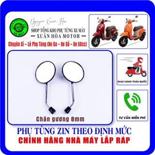 Gương chiếu hậu/ Kính chiếu hậu Xe ga 50cc (Crea, Vespa, Giorno, Today...), loại gương tròn (Chính hãng nhà máy lắp ráp)