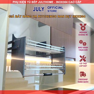Giá Nâng Hạ Tủ Bếp, Kệ Chén Nâng Hạ KITCHENGO INOX304 Mẫu Mới 2024 - Bảo Hành Vĩnh Viễn, Có Thợ Lắp