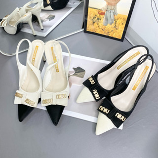 Giày cao gót Nơ Miu gót đũa 9p da Nhung mịn sang trọng