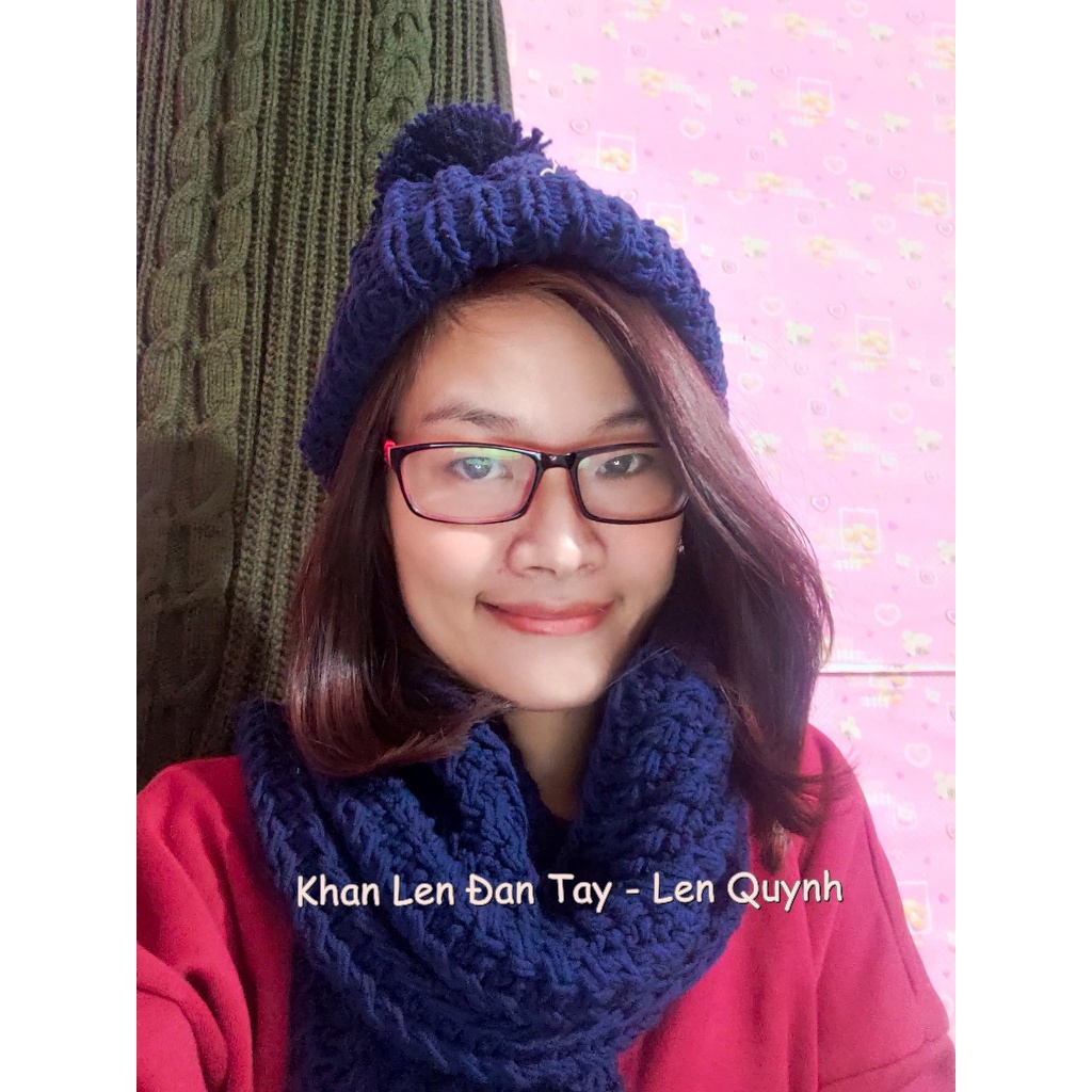 Khăn len đan tay - Khăn len handmade - Kiểu đan vặn thừng hai mặt
