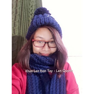 Khăn len đan tay - Khăn len handmade - Kiểu đan vặn thừng hai mặt
