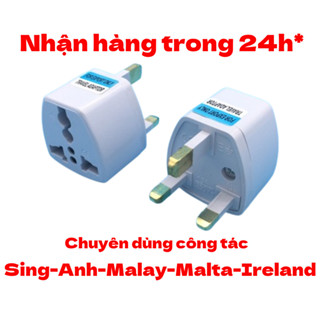Phích cắm chuyển 3 chân vuông - chuyển đổi sang 3 chấu khi đi du lịch - PUK 3 chân vuông (kiểu Anh)