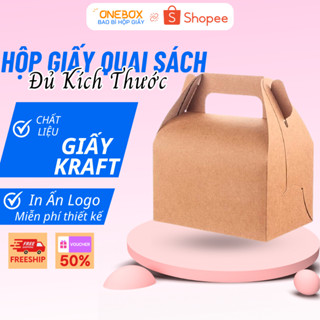 Combo 10 Hộp Giấy KRAFT Dáng Gài Có Quai Xách, Đựng Bánh, Kẹo Đồ Ăn Cho Nhà Hàng Khách Sạn Cao Cấp