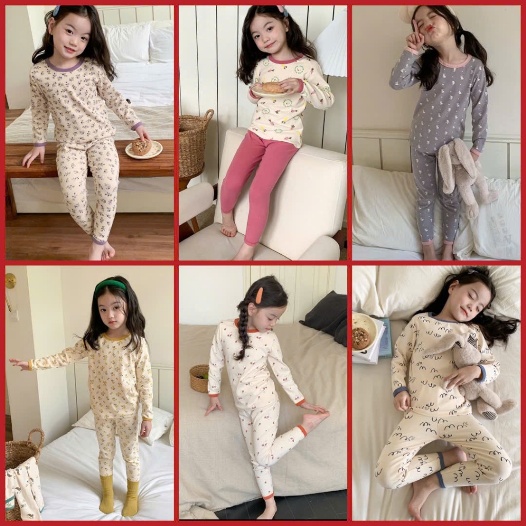 Bộ dài tay bé gái Ambb kids bộ thu đông bé gái phong cách Hàn L046