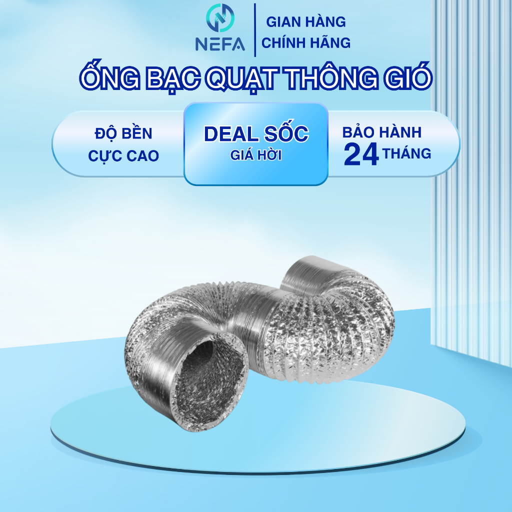 [Chính hãng]Ống gió bạc HF150 NEFA | Ống thông gió mềm, hút khói – hút mùi – thông khí hiệu quả, dễ lắp đặt, dùng cho nh