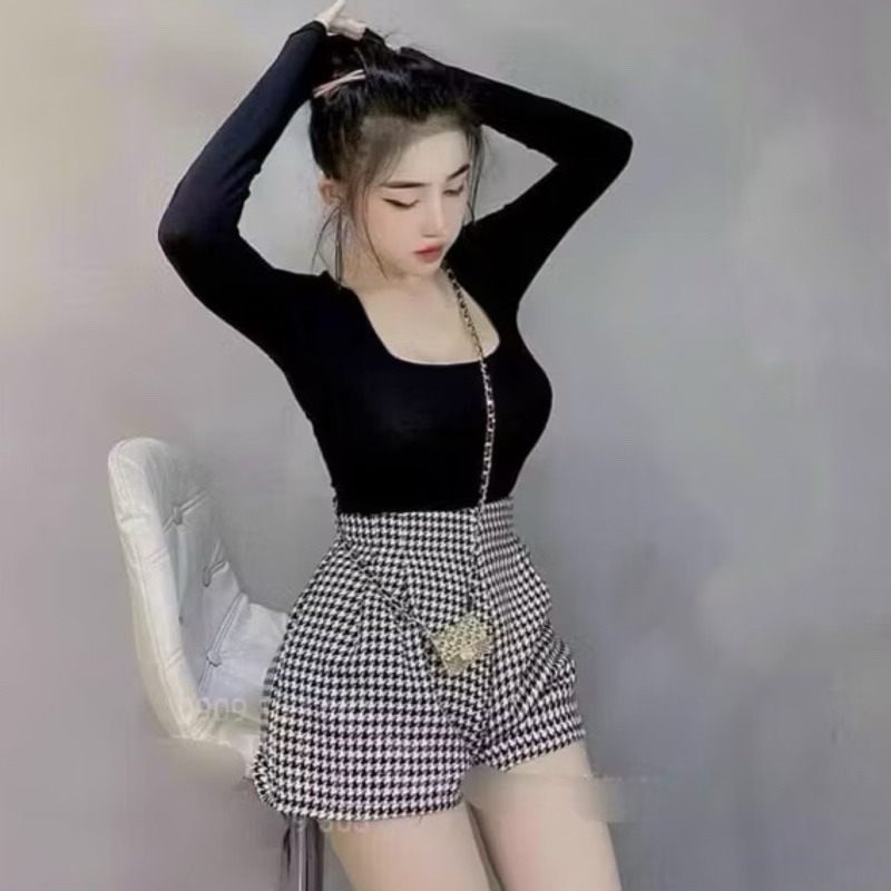 HV - Áo thun dài tay Croptop Tay Cổ U, Chất Borip Dày Mịn, Thoáng Mát,Ảnh Thật | BigBuy360 - bigbuy360.vn