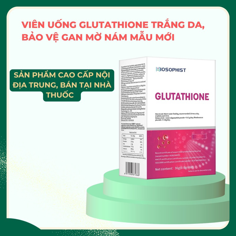 Viên Uống Trắng Da Giảm Nám Gluthation 10.000MG - Đẹp Da, Chống Lão Hóa, Than.h Lọ.c Cơ Thể