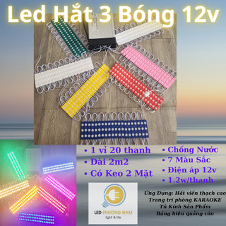 Led Hắt 3 Bóng 2835 Chống Nước 12v (Vỉ 20 thanh)
