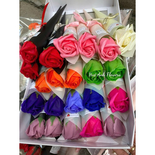 Hoa sáp ốc quế Hàn Quốc dán nơ RANDOM(COMBO 5 BÔNG)
