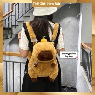Túi đeo chéo Capybara cho bé và người lớn, Balo túi xách gấu bông dễ thương chuột lang nước lông mềm mịn size Lớn