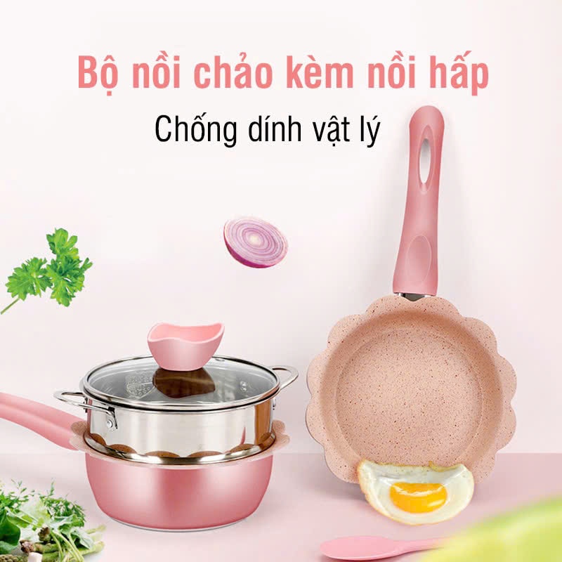 Set nồi chảo đá hoa