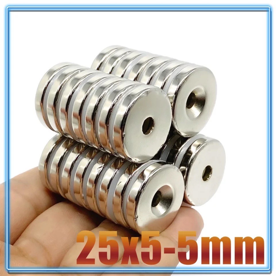 Nam châm đất hiếm 25x5 lỗ 5mm