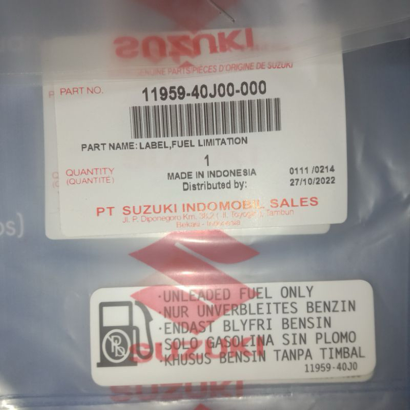 Tem Thông Số Bình Xăng Raider FI, Satria FI, GSX R150, GSX S150