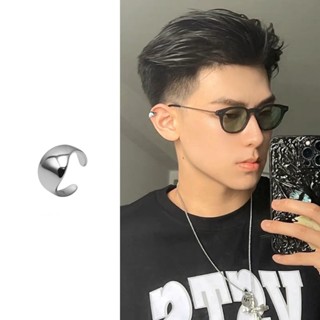 Bông tai kẹp vành không cần xỏ lỗ trơn bóng titan khuyên nam nữ