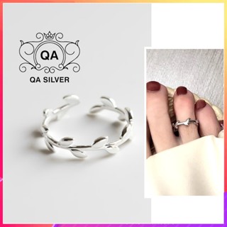 Nhẫn bạc 925 lá oliu form nhỏ đeo ngón út midi chân S925 LEAF QA SILVER Pinky Ring RI170602