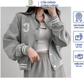 Áo khoác bomber nữ thêu chữ dáng ngắn vải dù 2 lớp dày dặn Bảo Đăng.