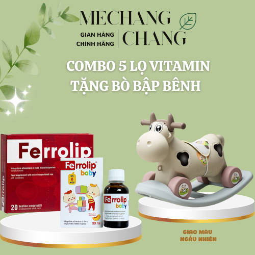 [TẶNG BÒ BẬP BÊNH] Combo 2 sắt Ferrolip và 3 sắt Ferrolip baby hỗ trợ bổ sung sắt dự phòng