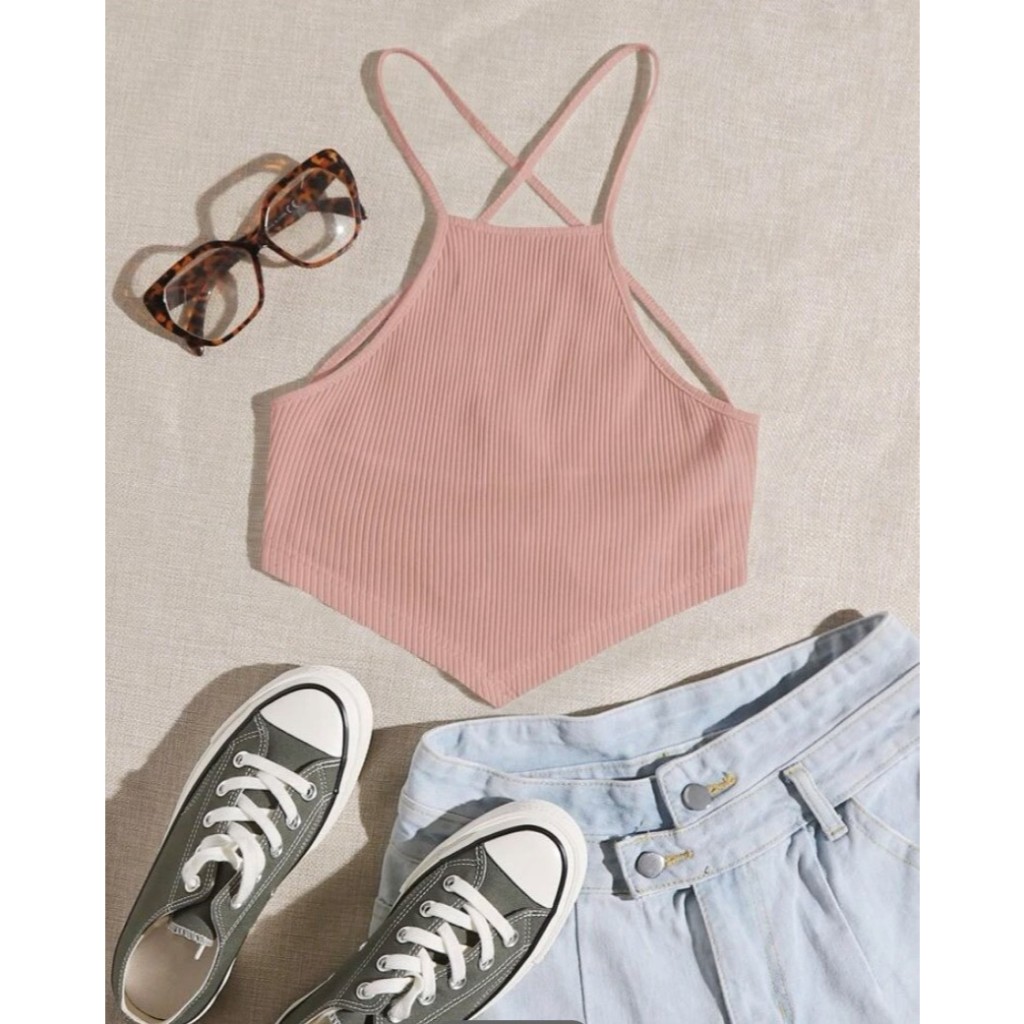 (NÊN MUA LÙI 1 SIZE SO VỚI HAY MẶC - ORDER SHEIN) BAE TOP - Áo croptop hai dây hở lưng cá tính Y2K