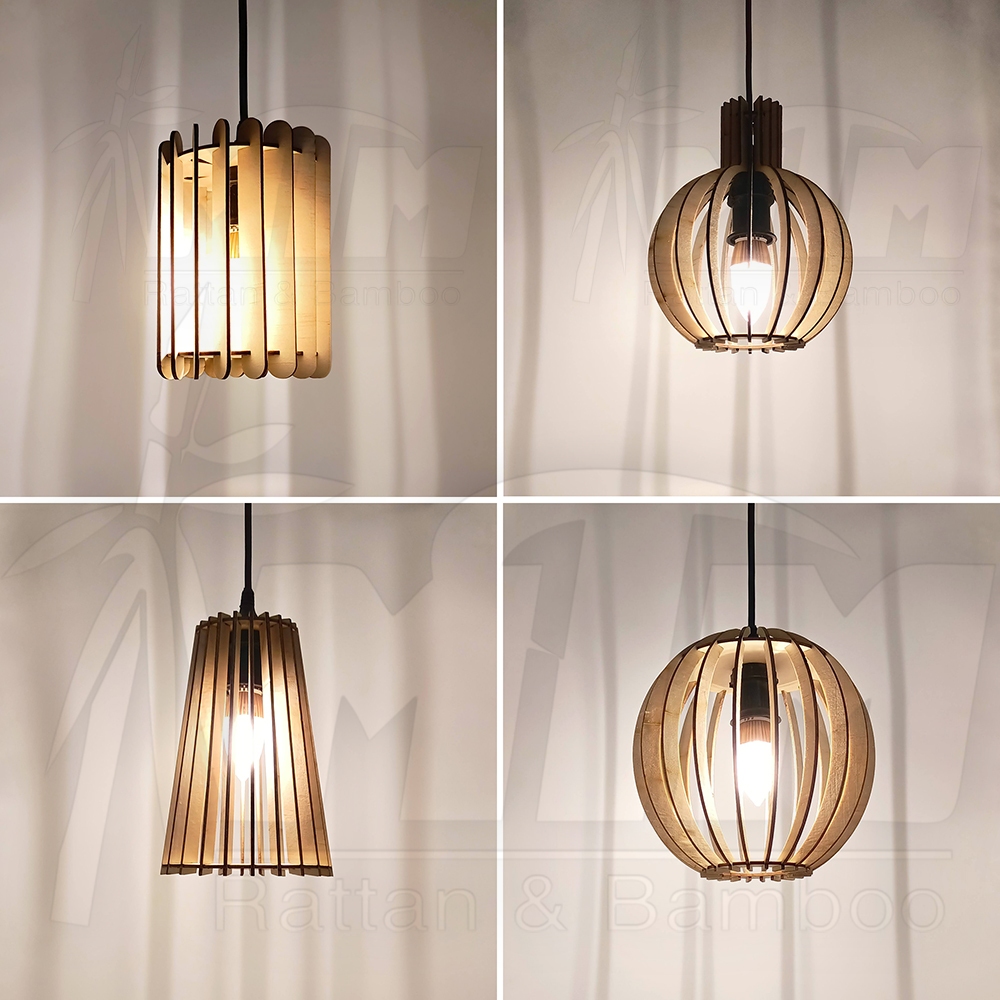 Đèn gỗ tròn trang trí