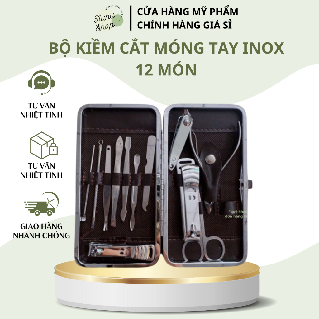 BỘ KIỀM CẮT MÓNG TAY INOX 12 MÓN