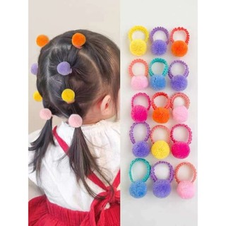 [HÀNG SẴN] 50 Cột Tóc Pom Pom Nhiều Màu Cho Bé Gái Phong Cách Hàn Quốc Dễ Thương