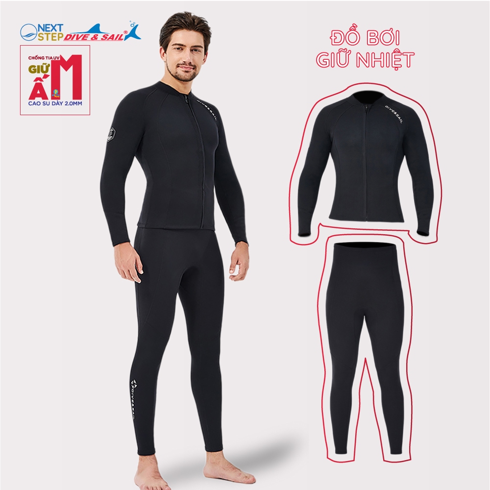 Đồ bơi giữ nhiệt nam hiệu DIVE AND SAIL thể thao bơi lội lặn chuyên nghiệp chất liệu cao su dày 2mm