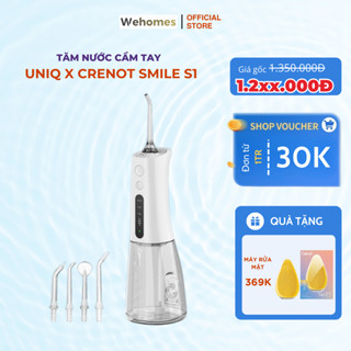 Tăm Nước Cầm Tay UNIQ x CRENOT Smile S1 Máy Vệ Sinh Răng Miệng Gia Đình Xịt Rửa Làm Sạch Kẽ Niềng