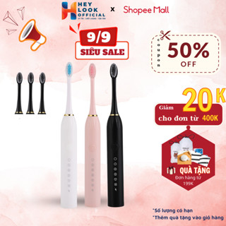 Bàn chải điện đa năng GODWELL, máy đánh răng X3 sóng âm 6 chế độ tặng kèm 4 đầu thay thế